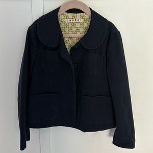 Marni girls cotton Peter Pan collar jacket navy 6